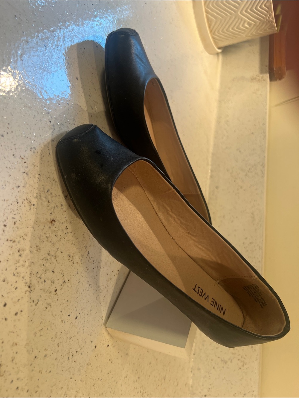 Nine West Black Square-Toe Slip-On Ballet Flats